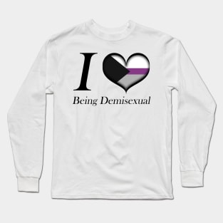 I Heart Being Demisexual Design Pride Flag Colored Heart Long Sleeve T-Shirt